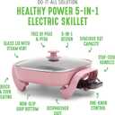GreenLife12" 5QT Square Electric Skillet, Glass Vented Lid, Ceramic PFAS-Free Nonstick Coated Interior, Adjustable Temperature Control, Cool Touch Handles, Quick Even Heating, Scratch Resistant, Pink