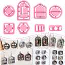 Keoker Back to School Clay Cutters, Polymer Clay Earrings Cutters for Jewelry Making, Bookshelf Polymer Clay Cutters, Teacher Clay Cutters for Earrings, 8 Shapes Clay Earring Cutters