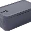 Small Lock Box for Medication Safe, Lockbox for Phone Jail, Medicine Lockable Storage Box with Code for First Aid Kits, Locked Food/Snackle Box Container for Home/Fridge/Office (Grey)