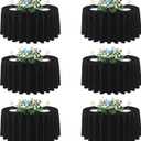 sancua 120 Inch Round Tablecloths Black, 6 Pack - Circle Fabric Cloth Table Cloths for Wedding Party Reception Banquet Birthday, Washable Polyester Table Cover (Fit 30-72 Inch Tables)