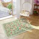 Moynesa Floral Washable Rug, 2x3 Non-Slip Kitchen Rugs Ultra-Thin Soft Entryway Rug Rubber Backing, Boho Sage Green Small Welcome Door Indoor Throw Mat for Bathroom Entry Bedroom