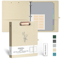 EYROZILL 3 Ring Binder, 1 Inch Linen Binder Organizer for Letter Size (8.5" x 11") with 5 Tab Dividers, File Folder Labels and Low Profile Clipboards, School and Office Supplies- Tulip White