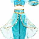 Funna Costume for Girls Princess Kids Dress Up Outfit Party Supplies Blue, 5-6 Years
