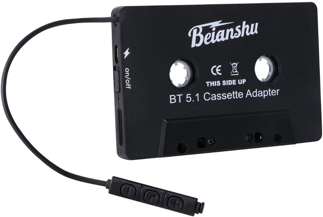 Audio Tape Assistant Adapter, Bluetooth 5.0 Tape Receiver, Tape Desktop Player and Hands-Free for Listening to Cell Phone Music and car Sounds