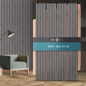 UMIACOUSTICS 4 PCS 3D Acoustic Wall Panels, 94.4 x 11.8 Decorative Sound Proof Panels for TV Background, Home Hotel Office Wall, Ceiling, Grey