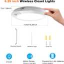 Battery Operated Motion Sensor Light Indoor, 6.3", 210LM, 6000K Cool White, Wireless Stick-on or Screw Mount for Ceiling/Wall, for Closet, Pantry, Shed and Cabinet, 2-Pack