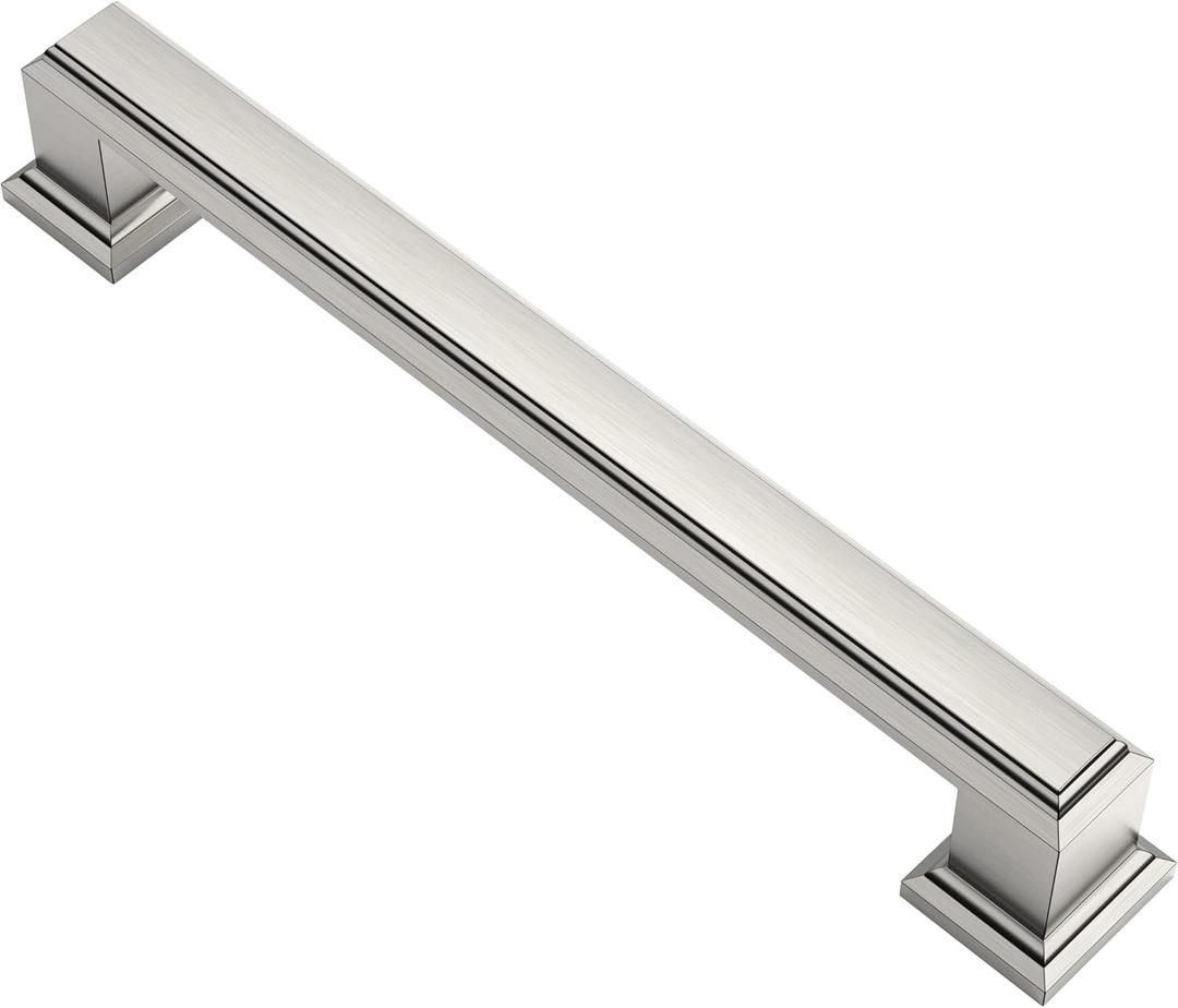 Alzassbg 10 Pack Brushed Satin Nickel Cabinet Pulls, 5 Inch(128mm) Hole Center Cabinet Handles Kitchen Pulls for Cabinets and Drawer AL3071SN