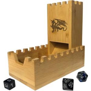 Bamboo Dice Tower | Special Edition Wooden Rolling Case | Perfect for DM's, Mini Games, RPG Players, DND, Dungeons and Dragons | Foldable Handcrafted Wood Die Roller Castle | Collapsible Chest