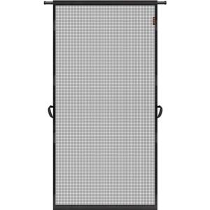 MAGZO Hanging Screen Door, Fits Door Size 32" x 80" (Curtain Size 34'' x 81''), Upgraded Fiberglass Mesh with Tension Rod&Hook&Loop (One Piece Can be Installed in 2 Ways), Weighted Bottom, Grey
