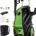 Electric Pressure Washer, 5000PSI 4.0GPM Heavy Duty Power Washer with 33 FT Extension Hose, 4 Quick Connect Nozzles and Foam Cannon for Cars/Fences/Driveways/Patios/Home Cleaning, Green