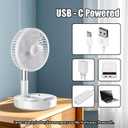 Portable Table Fan, Rechargeable Personal Fan with 48-Hour Battery, 3 Speeds, 120 Oscillation, USB-C Charging, Compact & Lightweight for Home, Office, Travel, and Outdoor Use (White)