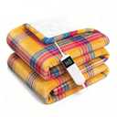 Electric Blanket Heated Throw, Soft Flannel 50"x60" Plaid Heating Blanket with 8 Hours Auto Off 10 Fast Heating Levels Machine Washable Sherpa Heated Blanket with Overheating Protection