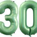 GOER Number 30 Balloons for 30th Birthday Party Decorations,42 Inch Jumbo Foil Helium Balloons for 30th Anniversary (Sage Green)