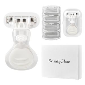 Mini Razors for Women, Extra Smooth On The Go Razor with 1 Travel Case + 1 Handle + 5 Blade Refills + 1 Gift Box, 5 Blades Portable Body Razor for Shaving and Hair Removal (White)