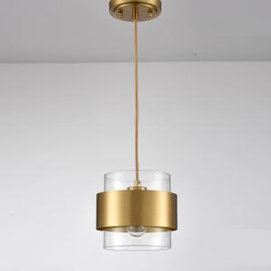 CLAXY Modern Brass Kitchen Pendant Light Height Adjustable Pendant Light Clear Glass Shade, Size: 59" Cord
