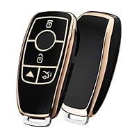 Mercedes Benz Car Key Case Cover for Mercedes Benz S Class TPU (Black-Gold Edge)