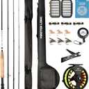 Fly Fishing Rod and Reel Combo Starter Kit, Graphite Fly Rod with Cork Handle, Die Cast Aluminum Reel, Fly Box Case & Fishing Flies and Carrying Case and Accessories