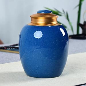 Enamel Storage Jar/jessie Loose Tea Tin Tea Storage Tea Caddy Tea Canister Tea Storage Container Tins Jar With Airtight Lid;Kitchen Storage Jar For Storage Of Tea Spice-Sand Gold ( Color : Blue )