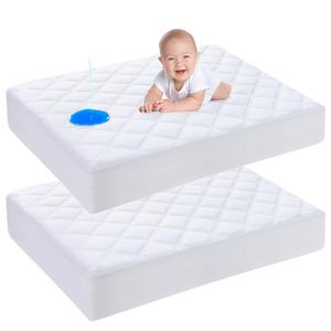 Yoofoss Waterproof Pack and Play Mattress Protector 2 Pack, Quilted Pack and Play Mattress Pad Cover Ultra Soft and Breathable, Playpen/Playard Mattress Sheet for Standard Pack n Play Size 39''x27'' (White)
