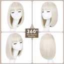 EINAEY Bob Wig With Bangs Royal Wig Short Synthetic Fiber Blonde Bob Wigs for Women Short Bob Wigs and Halloween Cosplay Wig for Girl Colorful Costume Wigs With One Cap