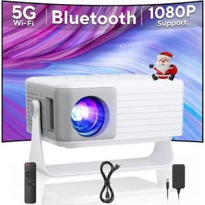 Mini Projector with WiFi and Bluetooth, AKIYO 2025 Upgraded Projector 1080P Support, 360 Rotating, Auto Keystone, Portable Projector for Home Theater/Outdoor, Compatible with iOS/Android/Laptop/PS5