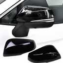 Side Rear View Mirror Cover Exterior Accessories Rearview Wing Mirror Caps Cover Compatible With RAV4 2019 2020 2021 2022 2023 2024 2025 NOT for LE, Hybrid LE Glossy Black