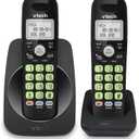 VTECH VG101-21 Two Handset Cordless Phone, Blue-White Backlit Display, Backlit Buttons, Full Duplex Speakerphone, Caller ID/Call Waiting (Black)