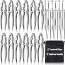 24 Pcs Crab Leg Crackers Set, 12 Nut Crackers, 12 Stainless Steel Forks, Shellfish Crackers and Tools for Seafood Boil Party Supplies, Dishwasher Safe