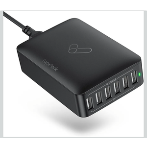 USB Charging Station, Topvork 6-Port USB Wall Charger, Multiport 60W USB Charging Hub, 6-in-1 Desktop USB Charger, Compact USB Charger Block (6A-Black)