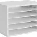 LAPTAIN Desktop File Sorter with 4 Adjustable Shelves for Home and Office, Paper Letter Tray Organizer Wall Mount, White