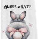 Easter Bunny Dish Towels - Funny Easter Gifts Decorative Waffle Weave Kitchen Towels, Pink Coquette Bunny Butt Hand Tea Towels, Easter Gifts (1624 Inches)