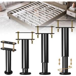 4 Pack Adjustable Height Center Support Leg for Bed Frame, Upgrade Under Bed Support Leg with Wider Base, Bed Support Legs for Wood Slats, Bed Frame Legs Replacement, Patas para Cama Queen De Madera