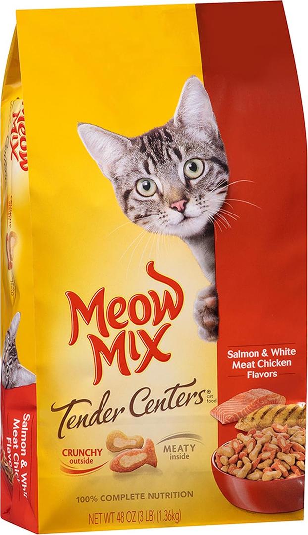 4 x Meow Mix Tender Centers Salmon and Chicken, 3-Pound (EXP 12/04/27)