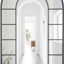 42"x 24"Black Arched Window,Modern Accent Décor, Large Mirrors Decorative Vintage Wall-Mounted Mirror for Living Room, Bedroom, Entryway, Bathroom