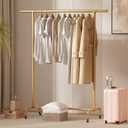 Gold Clothing Rack on Wheels Industrial Pipe Clothing Rack Gold Clothes Rack for Home and Boutique -40.5 L''GOLD