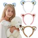 GAFATORY Cat Ears Headband Plush Cat Woman Accessories Cute Ears Headband for Women 3 pack furry head band Festival for Halloween Party Cosplay Yoga Costume Animal Headbands for Washing Face Skincare