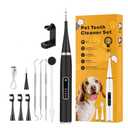 QIFZNG Dog Tartar Remover for Teeth, Dental Tools to Remove Plaque and Tartar, Pet Teeth Cleaning Kit with LED Light & USB, 5 Modes, IPX6 Waterproof, Silent Sonic for All Dogs and Cats, Black