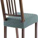 SearchI Stretch Dining Chair Seat Covers Set of 6, Soft Removable Washable Seat Covers for Dining Chairs, Dining Room Seat Cover Slipcover Protector (Rear-Covered, Diamond Aegean Teal)