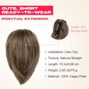 NTYNTY Ponytail Extension - 10" Short Claw Clip in Ponytail Hair Extensions Messy Bun Hair Piece Natural Soft Synthetic Straight Pony Tail Hair Pieces for Women - Light Brown