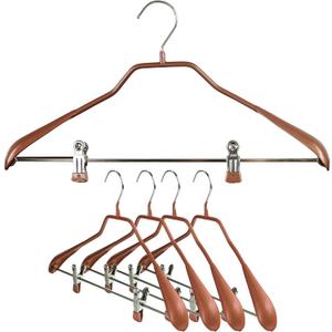 MAWA by Reston Lloyd, BodyForm Series with Strong Adjustable Clips,Non-Slip Metal Clothing Hanger for Suits, Dresses, & Shirts, 1.5 inch Wide Shoulder, Style 42/LK, Set of 5, Copper