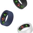 Silicone Protector Compatible With Oura Ring Gen 3, 3Pack Elastic Cover for Working Out (M 11/12/13, Black+Blue+Clear)