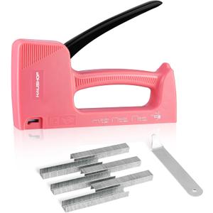 HAUSHOF Light Duty Staple Gun, Upholstery Staple Gun with 800PCS JT21 Staples and Stapler Remover, Fits JT21 Staple of 1/4'', 5/16'' & 3/8'', Used for Wood, Classroom, Crafts, DIY, Decoration (Pink)