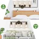 4-Light Bathroom Light Fixtures, Brown and Gold Modern Vanity Lights Over Mirror with Clear Glass Shade, Bathroom Wall Lamp for Mirror Kitchen Living Room Hallway Cabinet Porch Bedroom Reading room