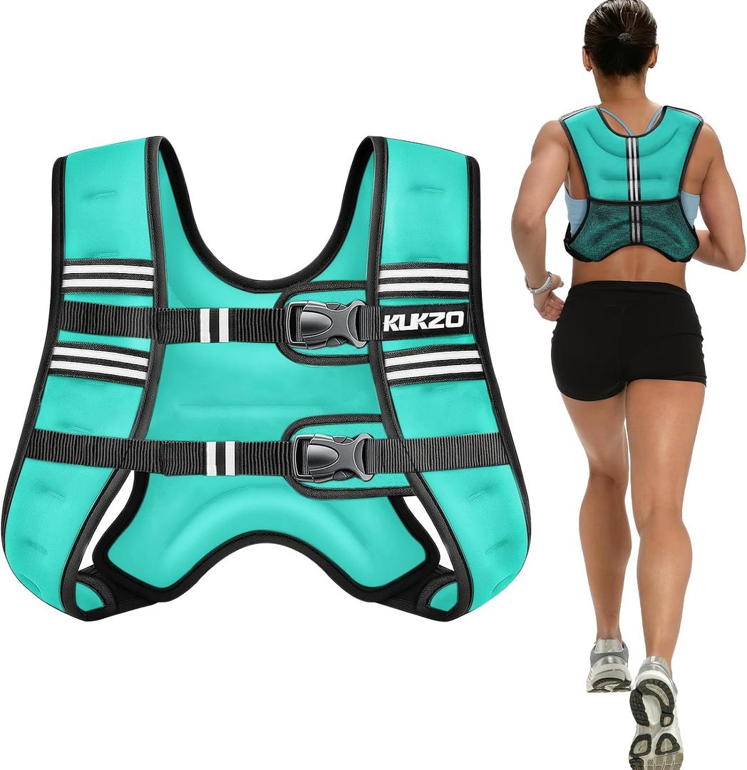 KUKZO Weighted Vest for Women Men 16LB Body Weight Vest with Reflective Stripes for Running,Walking,Workout,Strength Training,Weight Loss