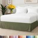 Pleated Bed Skirt Queen Size - 3 Sided Pleated Bed Skirt Queen - Ultra-Soft, Easy Fit with 15 Inch Tailored Drop - Hotel Quality, Wrinkle & Fade Resistant - For Women, Men, Kids and Teens - Sage Green