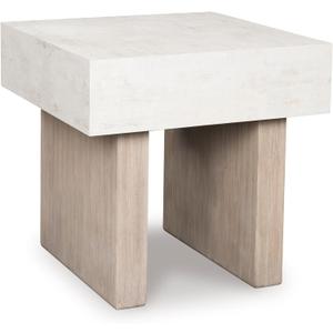 Signature Design by Ashley Jorlaina Modern End Table with Heat Resistant, Scratch Resistant and Fade Resistant Surface, Light Gray & Light Brown