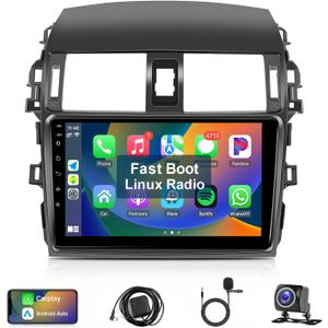 Leadfan Linux Car Radio for Toyota Corolla 2009 2010 2011 2012 2013 Fast Boot Stereo Replacement with Wireless Carplay Android Auto 9'' Touchscreen Bluetooth WiFi Backup Camera SWC