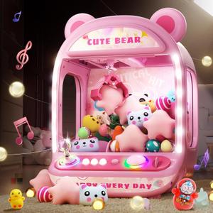 Skirfy Claw Machines for Kids,Unicorns Toys for Age 6+,Kids Arcade Games Mini Vending Machine with Squishy Toy Candy Dispenser,Claw Game Machine,Birthday Gifts for Girls Age 8-12 (Pink)