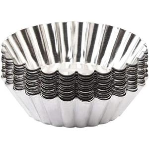 Mvchifay 10 Pcs Egg Tart Stainless Steel Mini Cupcake Mold Non Stick Cake Cookie Liner Heat-resistant Home Baking Pie Tins (Style 2)