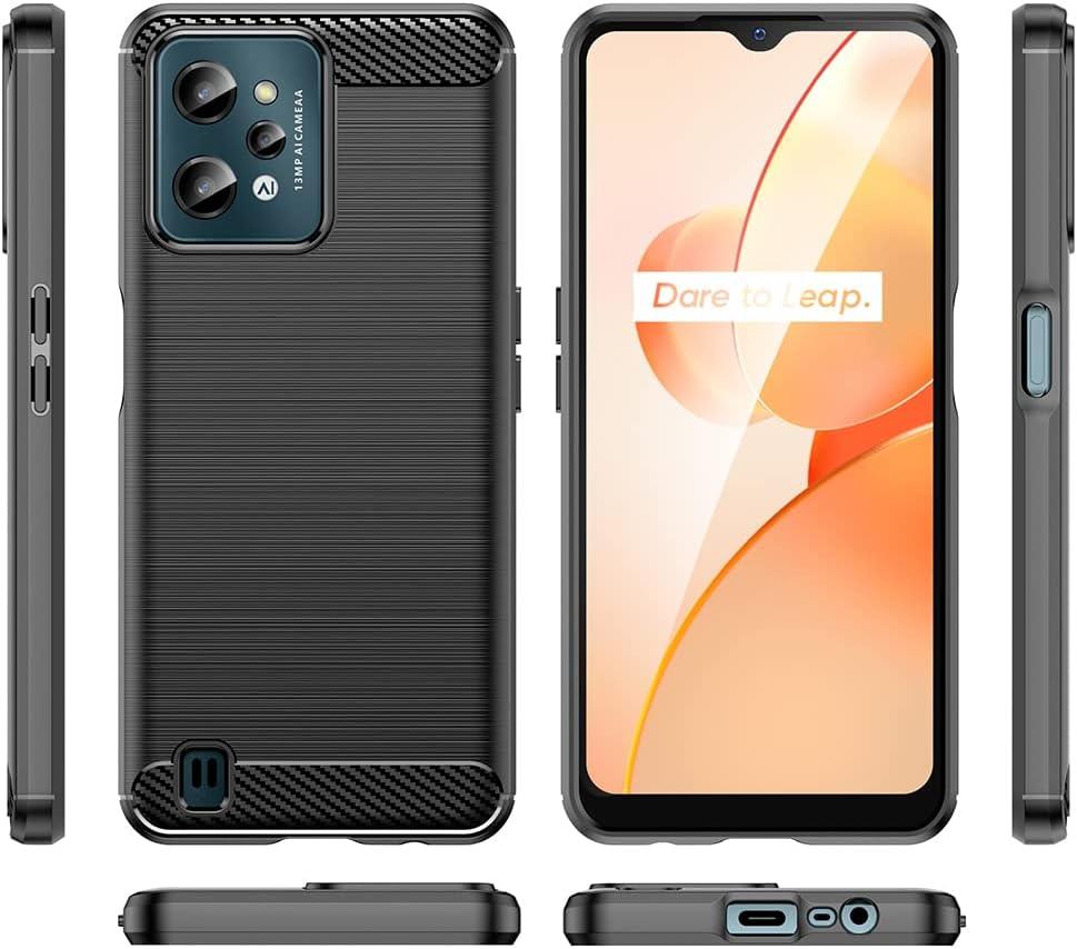 HTXWXJC Case for Realme C31 Case, RMX3501 Case, Slim Thin Carbon Fiber TPU Rubber Protective Cases Anti-Scratch Shockproof Cover for Realme C31 Black